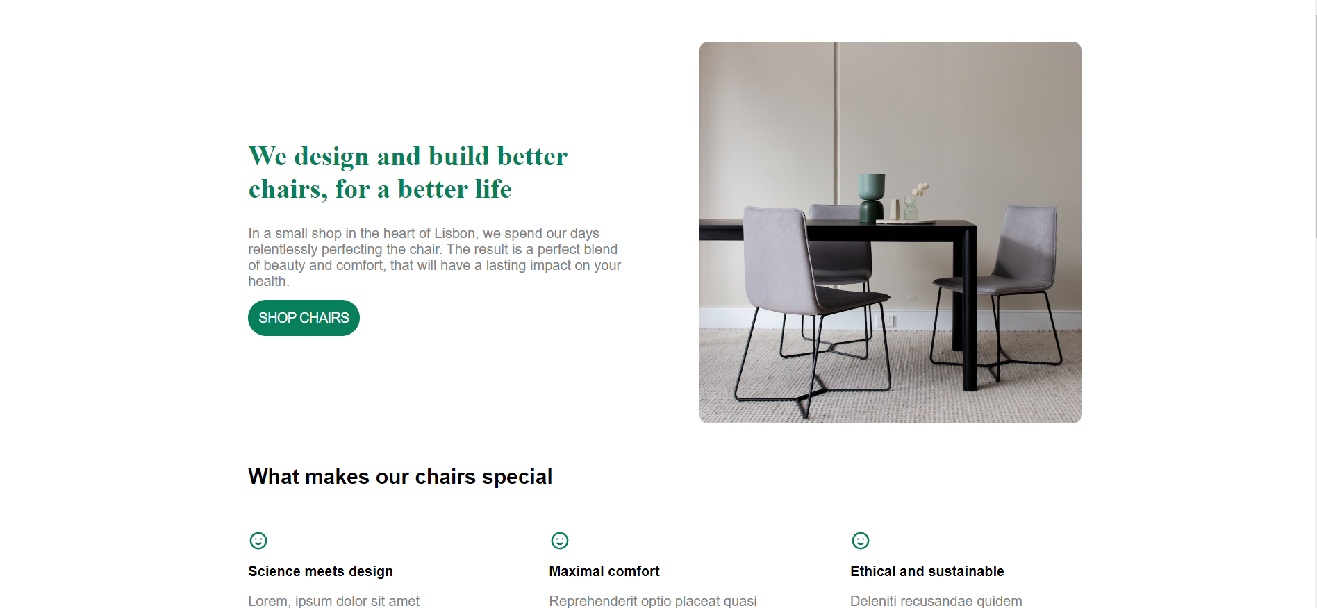 Lisbon Chair Ecommerce Site