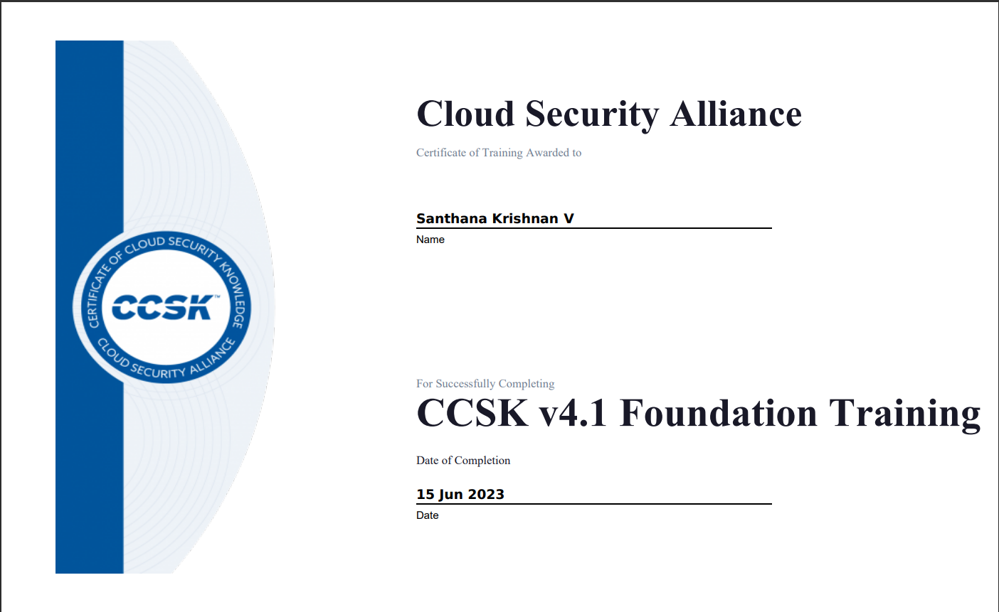CCSK Certificate