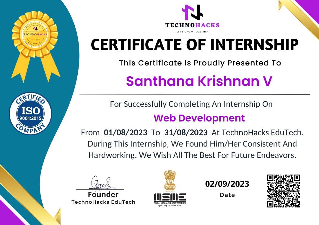 Internship Certificate
