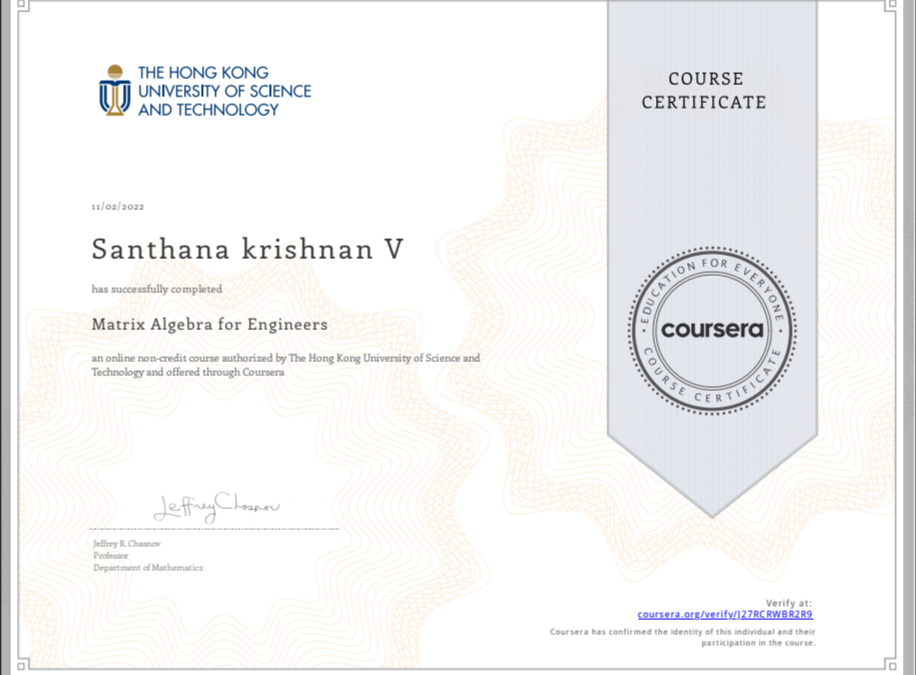 Matrix Certificate