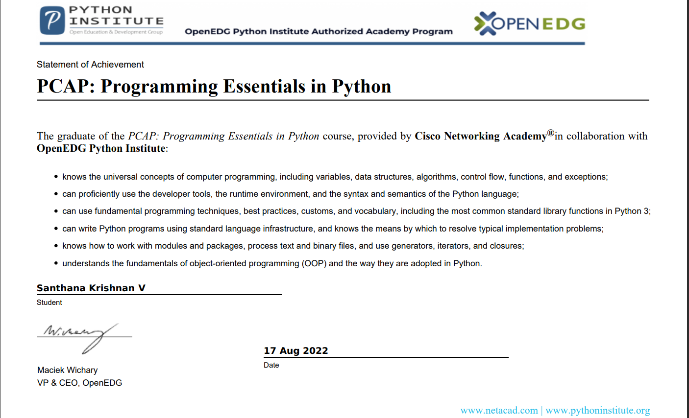 Python Certificate