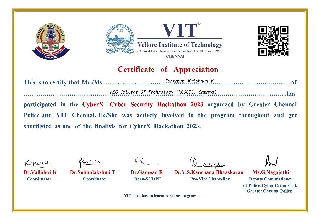 VIT Certificate